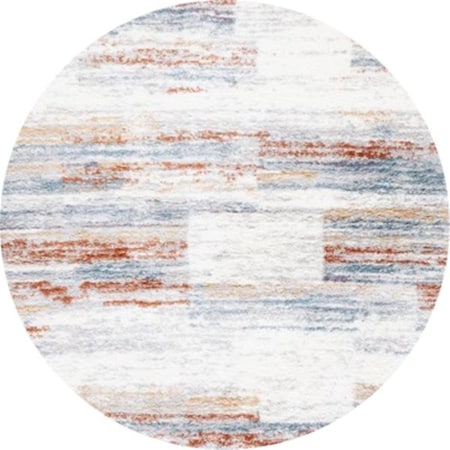 Safavieh 7 x 7 ft. Berber Shag Contemporary Power Loomed Round Rug; Blue Rust & Ivory BER541A-7R